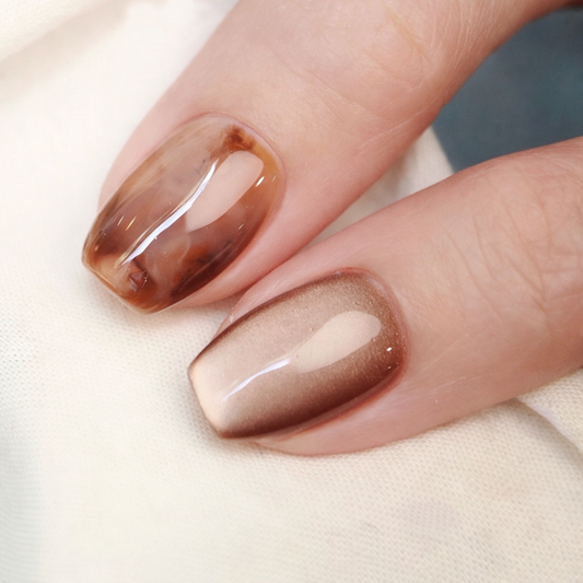 ブラウンニュアンス×ミラーツヤ｜洗練モードな上品ネイルチップ[na0016]