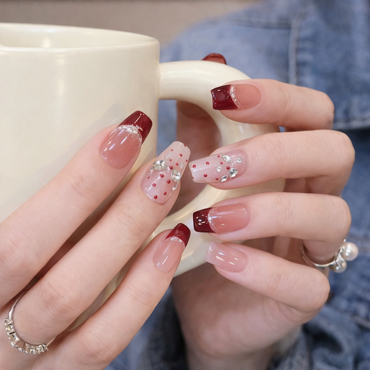 シアーピンクベージュ×さりげなラメ｜ぬくもり感じる上品ネイルチップ[na0017]