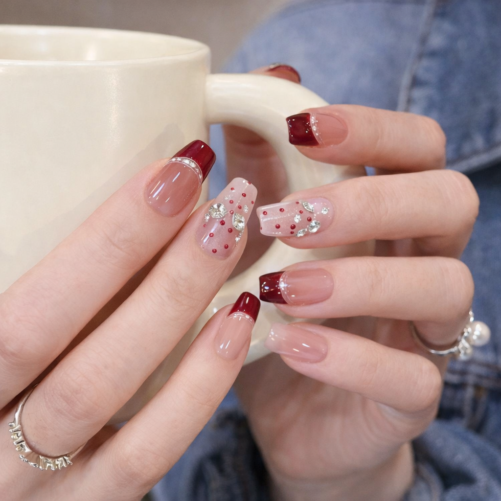 シアーピンクベージュ×さりげなラメ｜ぬくもり感じる上品ネイルチップ[na0017]