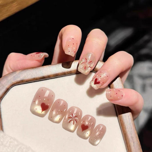 ハート×フラワー｜ミルクベージュの上品グラデーション[na0002]