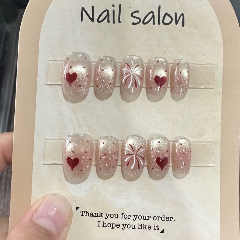 ハート×フラワー｜ミルクベージュの上品グラデーション[na0002]