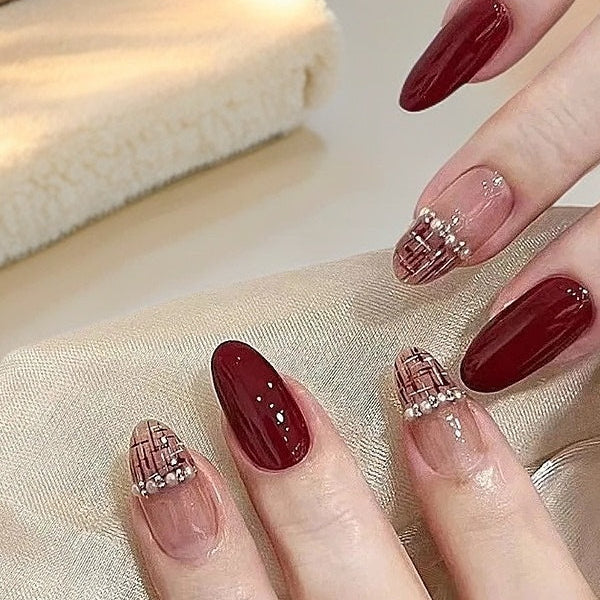 ボルドー×グリッターアクセント｜大人モードな上品ネイルチップ[na0004]