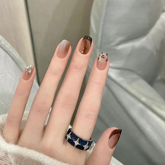 ブラウンニュアンス×べっ甲アート｜大人シックネイルチップ [na0048]