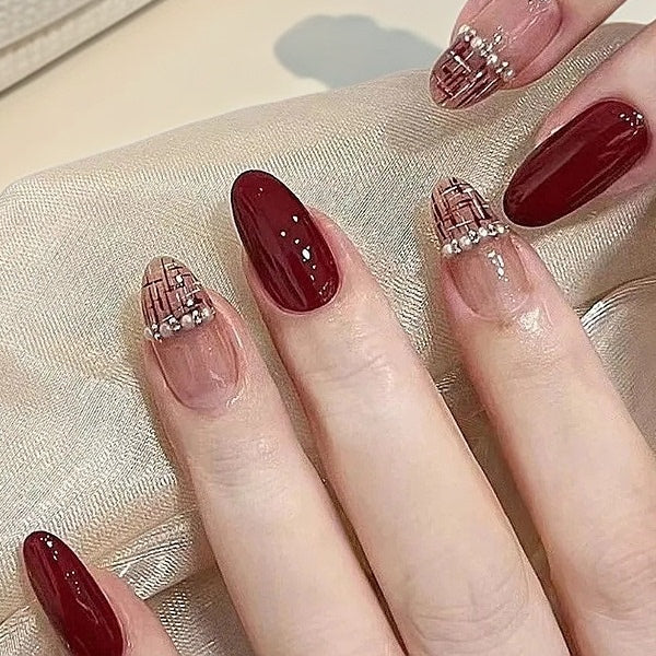 ボルドー×グリッターアクセント｜大人モードな上品ネイルチップ[na0004]
