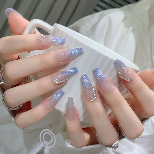 オーロラブルーグラデーション｜透明感きらめく幻想ネイルチップ [na0056]