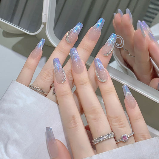 オーロラブルーグラデーション｜透明感きらめく幻想ネイルチップ [na0056]